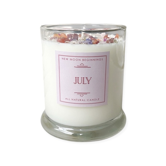 NWOT New Moon Beginnings Birth Month Gemstone & Flower Candle -July - MSRP $30 - Picture 1 of 7